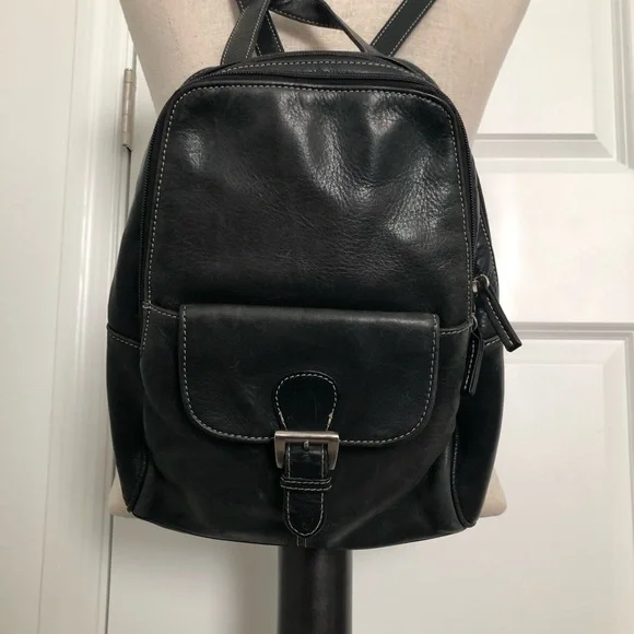 Tignanello | Bags | Tignanello Black Leather Backpack | Poshmark display picture 1